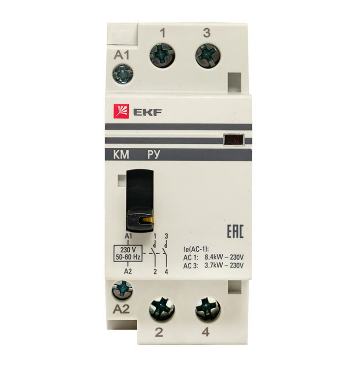 

Контактор модульный EKF PROxima (km-2m-63-20) 230-400 В 63 А тип AC 2Р