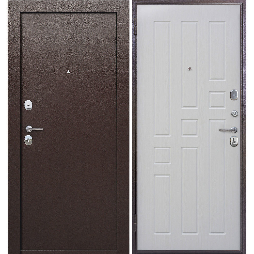 фото Дверь входная ferroni гарда правая медный антик - белый ясень 960х2050 мм
