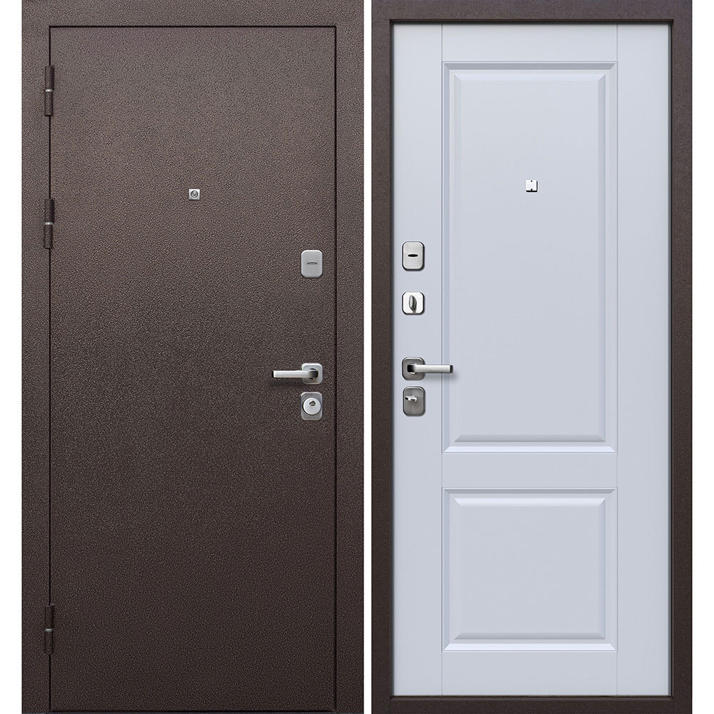 фото Дверь входная ferroni толстяк левая букле шоколад - белый софт 860х2050 мм