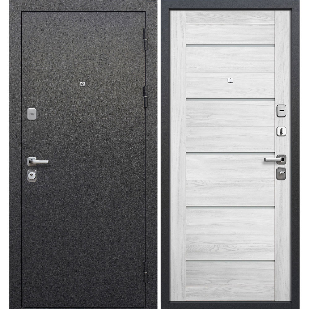 Дверь входная Ferroni Толстяк правая букле черный - астана милки 960х2050 мм