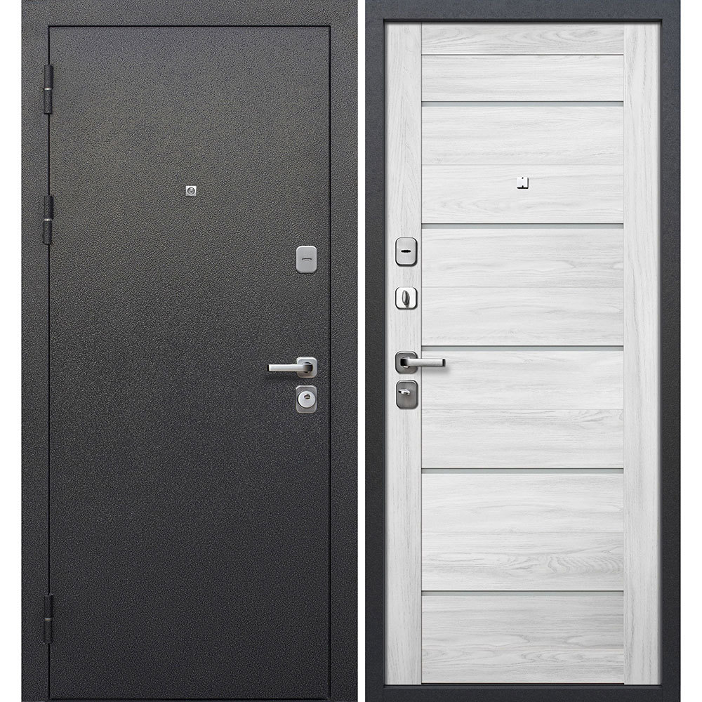 фото Дверь входная ferroni толстяк левая букле черный - астана милки 960х2050 мм