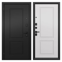 Дверь входная Buldoors Дрейк левая черный матовый - белый софт 860х2050 мм
