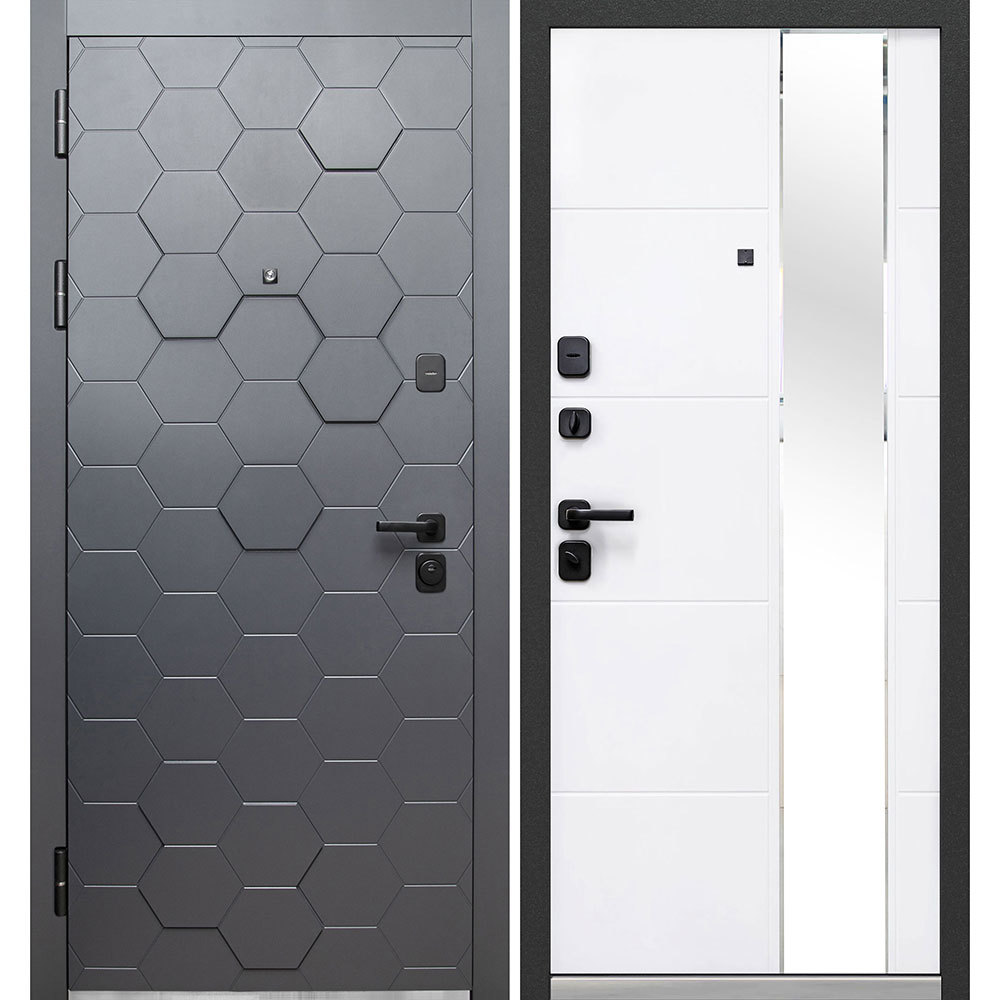 фото Дверь входная ferroni luxor зd левая графит - белый софт с зеркалом 860х2050 мм