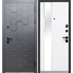 Дверь входная Ferroni Luxor ЗD правая графит - белый софт с зеркалом 860х2050 мм