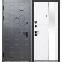 Дверь входная Ferroni Luxor ЗD левая графит - белый софт с зеркалом 960х2050 мм