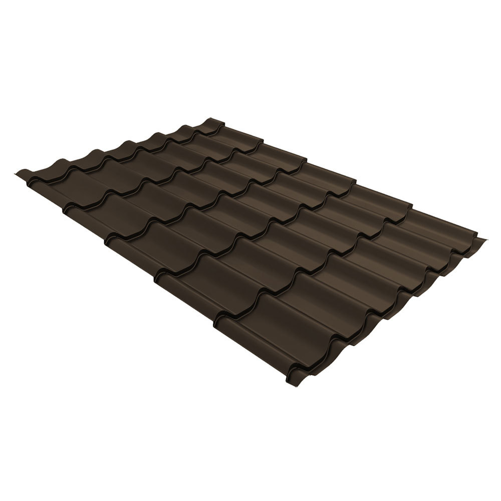 фото Металлочерепица 1,18х2,25 м 0,5 мм grand line классик темно-коричневая rr 32 rooftop matte