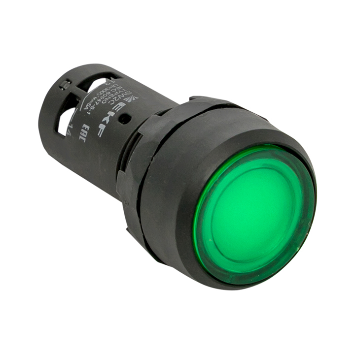 Кнопка плоская EKF PROxima SW2C-10D 24 В IP54 без фиксации с подсветкой зеленая (sw2c-md-g-24)