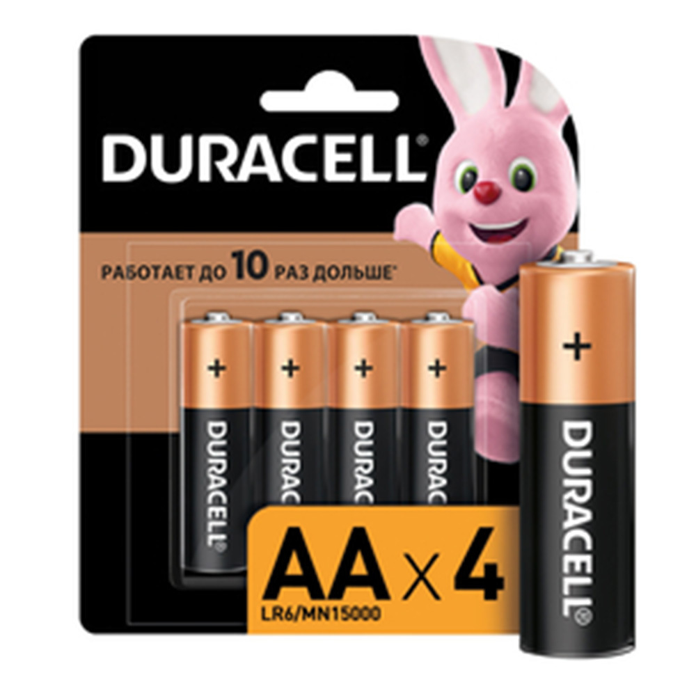 

Батарейка Duracell Basic (Б0026815) АА пальчиковая LR6 1,5 В (4 шт.), Черный