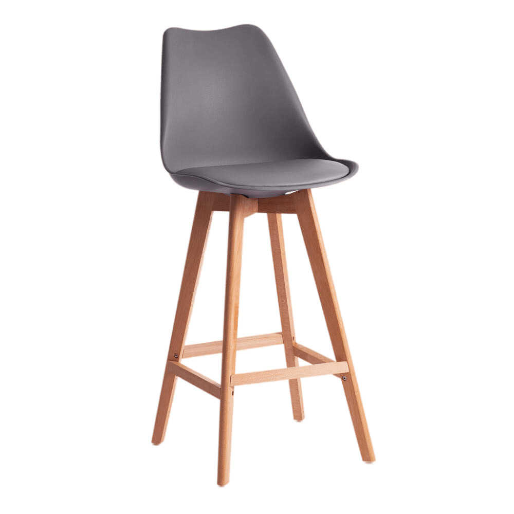 стул для кухни harbour пластик серый ножки дерево Стул барный Tulip Bar серый (19651)