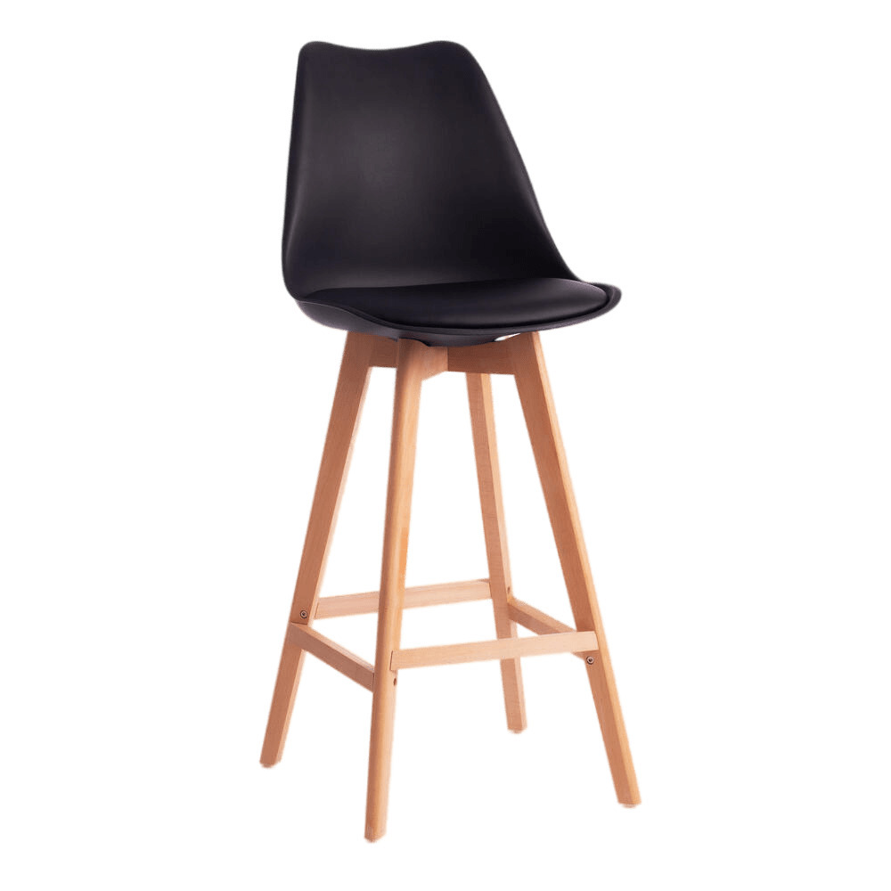 стул для кухни harbour пластик серый ножки дерево Стул барный Tulip Bar черный (19652)