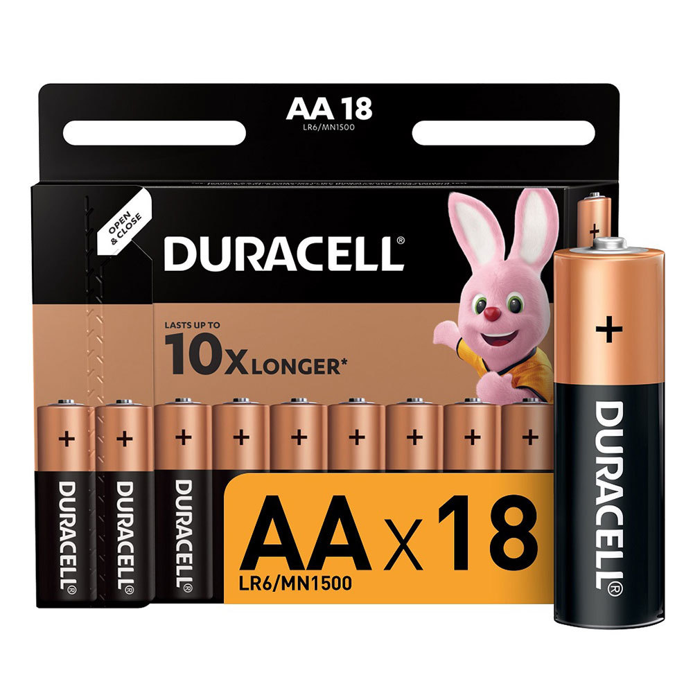 

Батарейка Duracell Basic (Б0014448) АА пальчиковая LR6 1,5 В (18 шт.), Черный