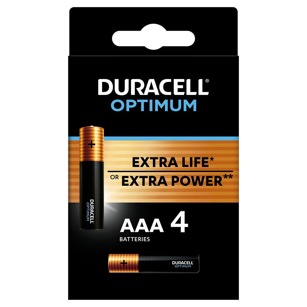 

Батарейка Duracell OPTIMUM (Б0056021) ААА мизинчиковая LR03 1,5 В (4 шт.), Черный