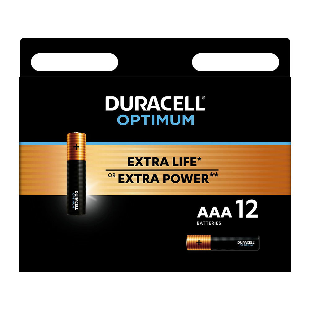 

Батарейка Duracell OPTIMUM (Б0056029) ААА мизинчиковая LR03 1,5 В (12 шт.), Черный