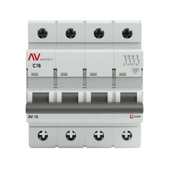 

Автоматический выключатель EKF Averes AV-10 (mcb10-4-16C-av) 4P 16А тип С 10 кА 400 В на DIN-рейку