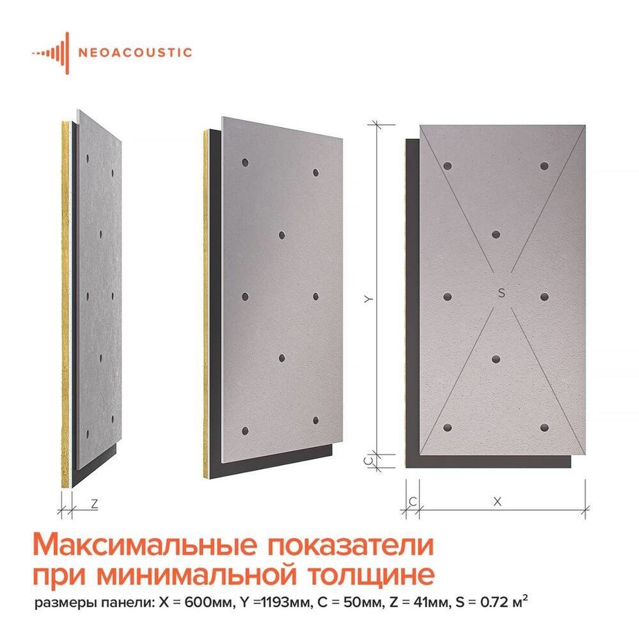 Панель звукоизоляционная Неоакустик Slim 41х600х1194 мм —  в .
