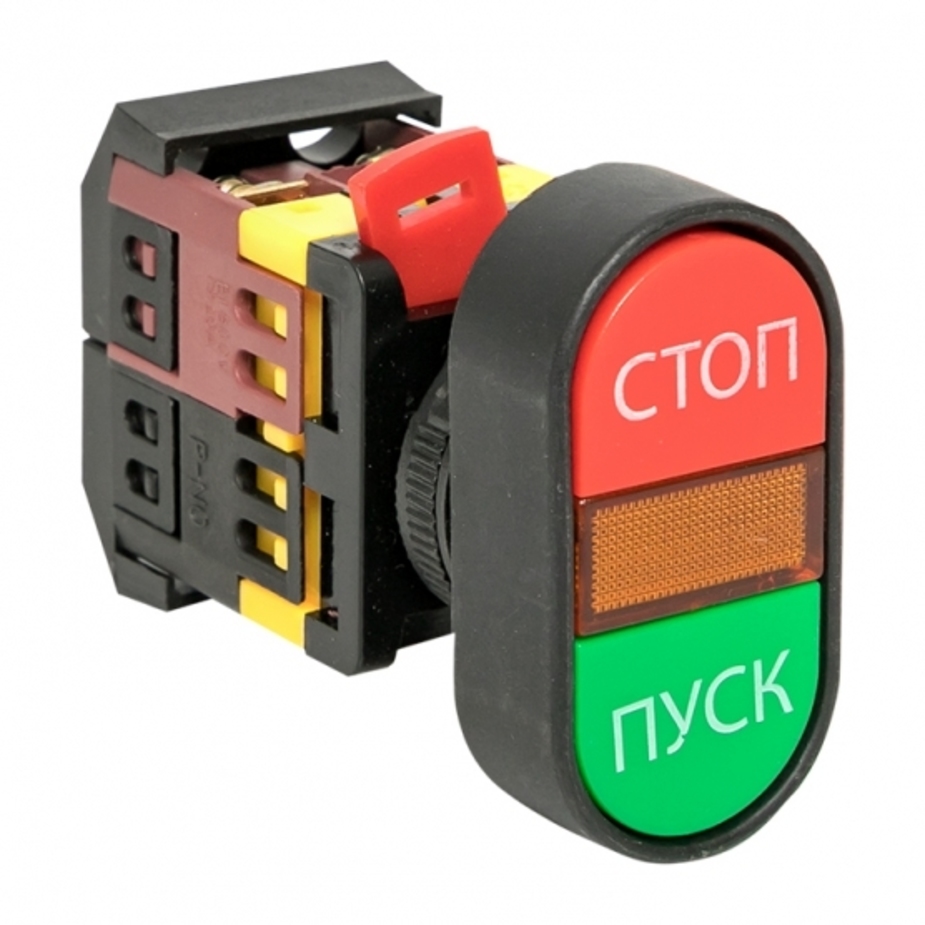 Кнопка овальная EKF PROxima APBB-22N 230 В IP40 пуск-стоп красно ...