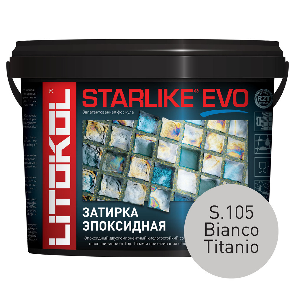 фото Затирка эпоксидная litokol starlike evo s.105 белый титанио 5 кг