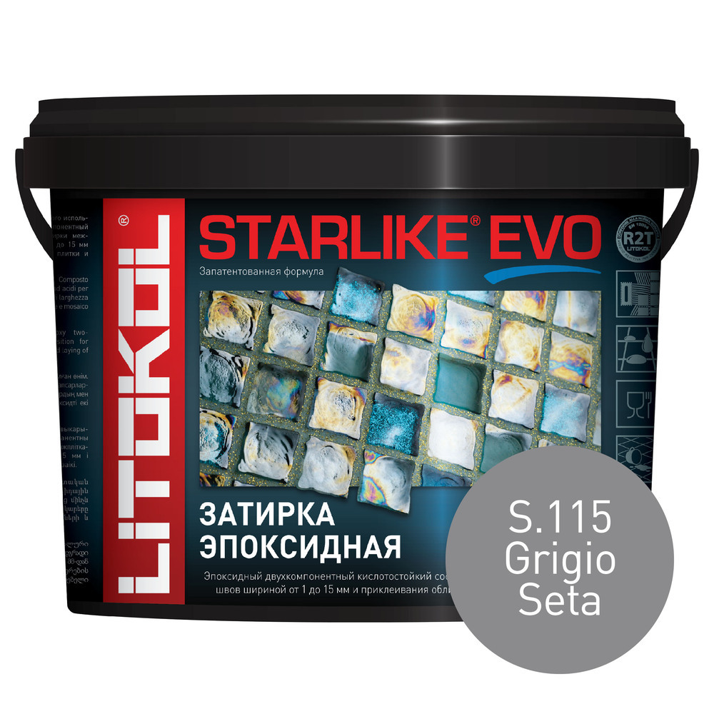 фото Затирка эпоксидная litokol starlike evo s.115 серый шелк 5 кг
