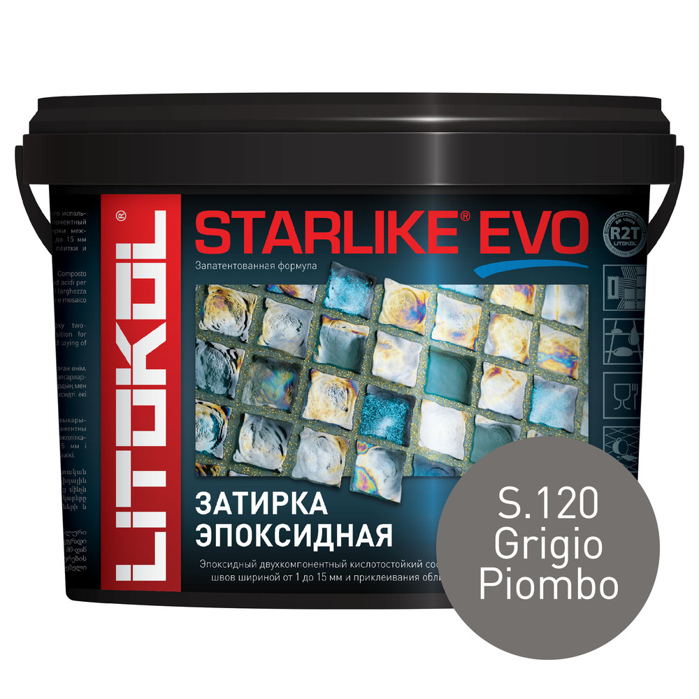 фото Затирка эпоксидная litokol starlike evo s.120 свинцово-серый 5 кг