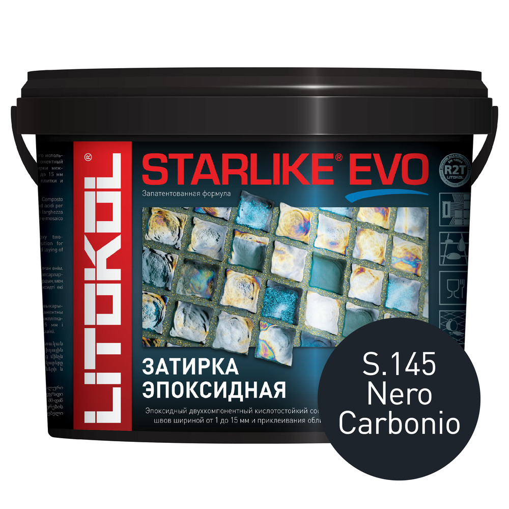 фото Затирка эпоксидная litokol starlike evo s.145 черный карбон 5 кг