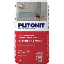 Клей для плитки/ керамогранита/ камня Plitonit PlitoFlex 2500 эластичный серый (класс С2ТЕ S1) 25 кг