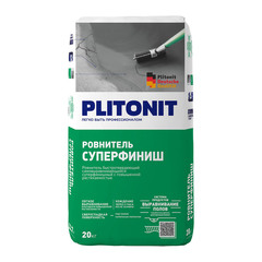 Ровнитель (наливной пол) финишный Plitonit Суперфиниш самовыравнивающийся быстротвердеющий 20 кг