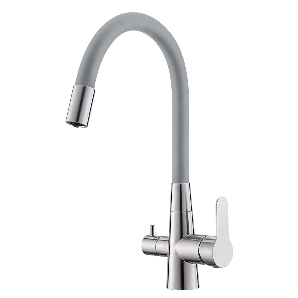 Смеситель для кухни Corsa Deco Pure серый/хром с гибким изливом с ...
