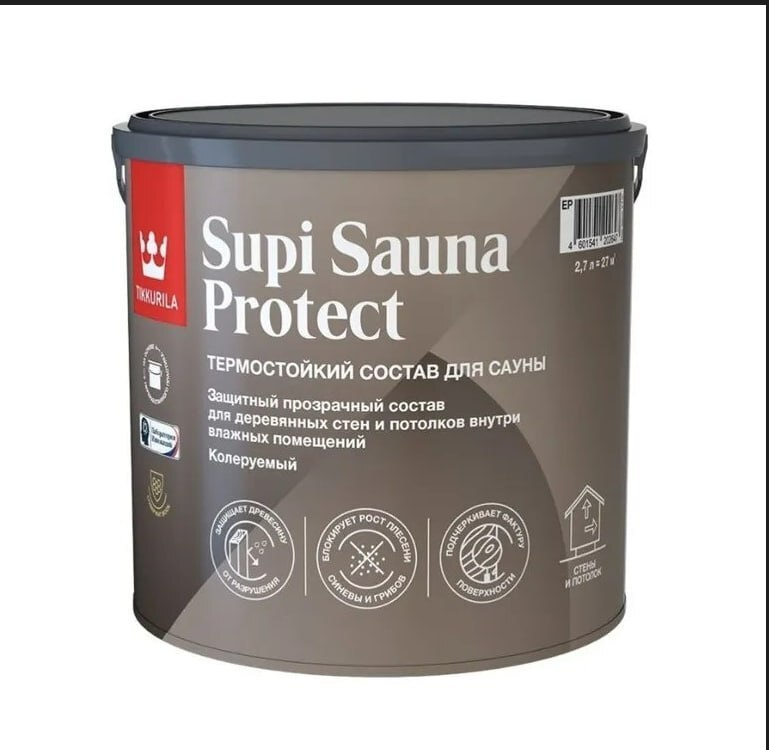 фото Антисептик tikkurila supi sauna protect для бань и саун бесцветный 2,7 л