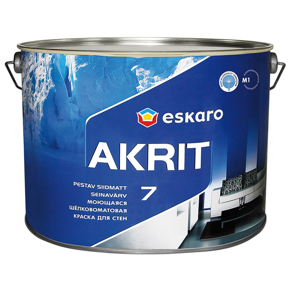 фото Краска моющаяся eskaro akrit 7 база а белая 9,5 л