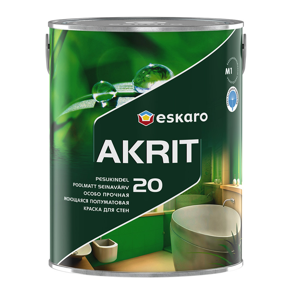 Краска моющаяся Eskaro Akrit 20 база А белая 2,85 л краска акриловая eskaro akrit 20 влагостойкая моющаяся полуматовая белый 2 85 л