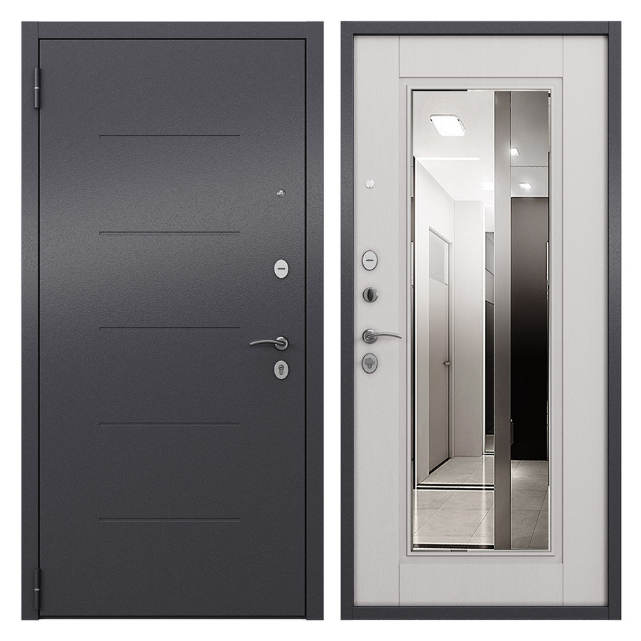 Дверь входная Buldoors Home Eco левая букле графит - ларче белый с ...