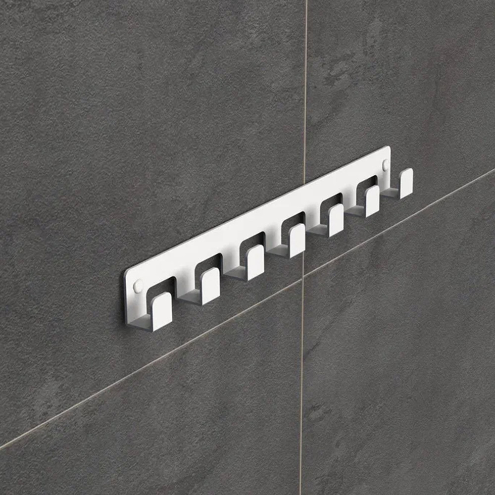 фото Вешалка для ванной граф держалкин 7 крючков на шуруп металл белый