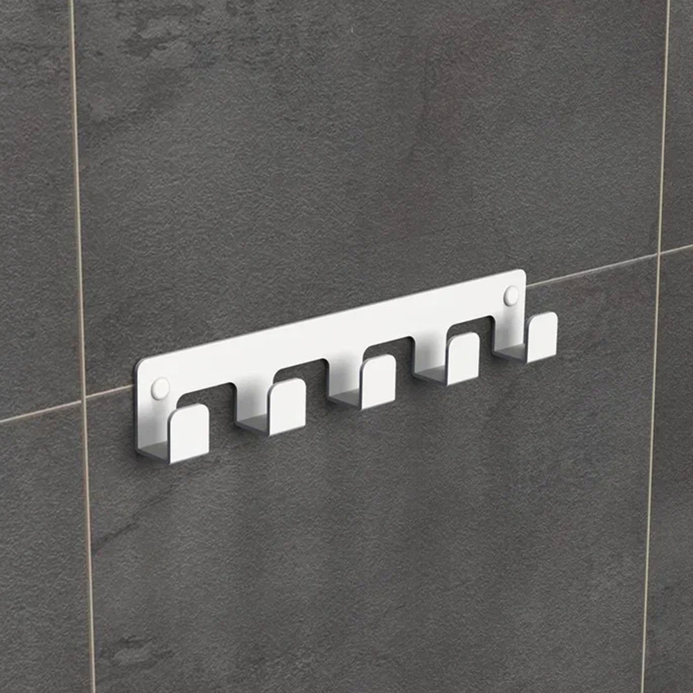 фото Вешалка для ванной граф держалкин 5 крючков на шуруп металл белый