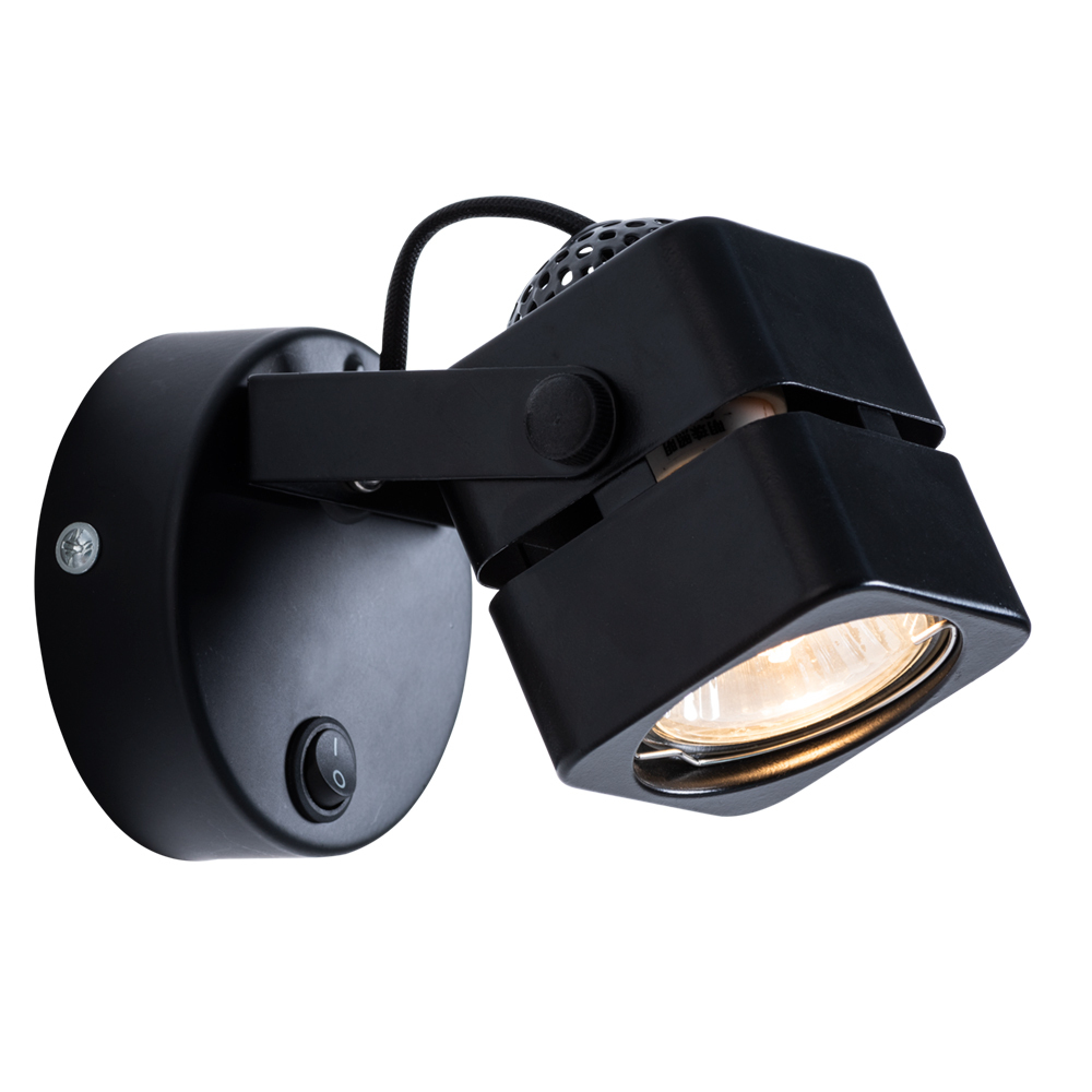 Спот настенный Arte Lamp Misam GU10 50 Вт 1 кв.м черный IP20 (A1315AP-1BK) светильник g49902 1bk g9 1x25вт цвет чёрный