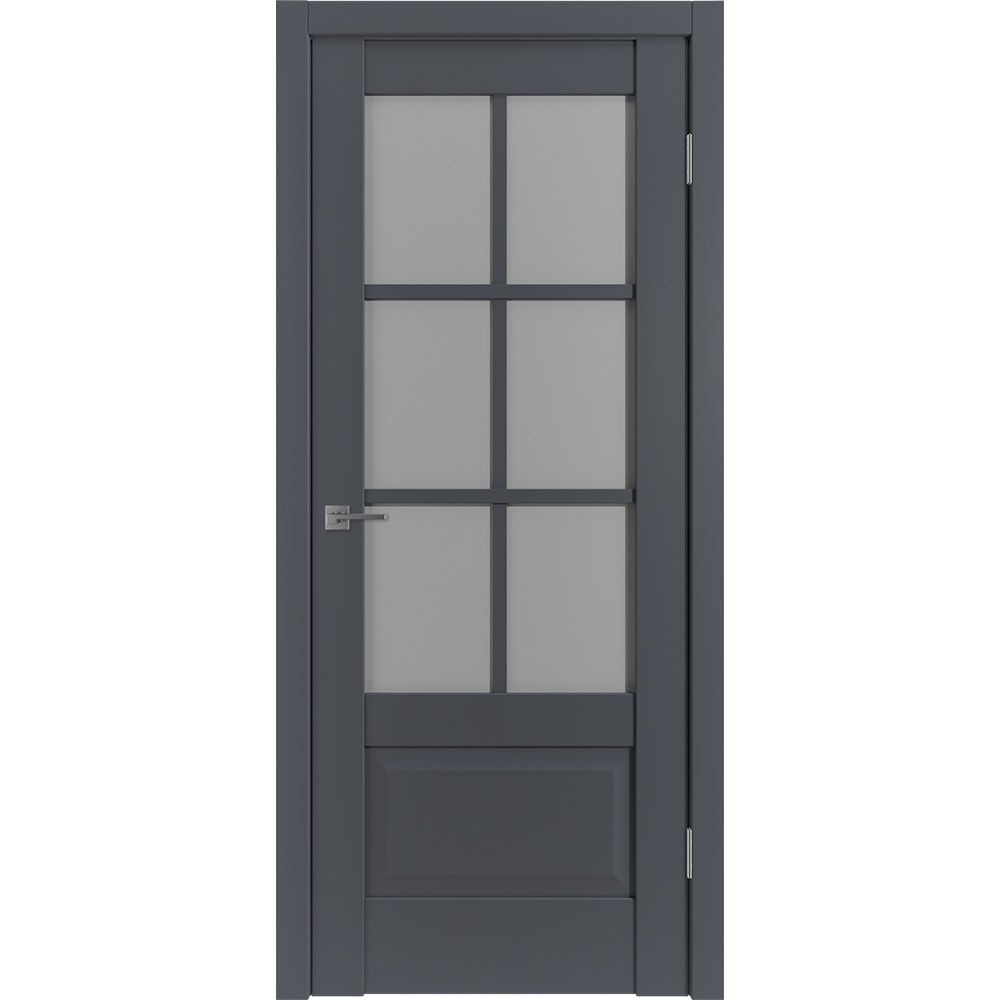 Дверь межкомнатная ER2 800х2000 мм ПВХ эмалекс оникс со стеклом с замком и петлями
