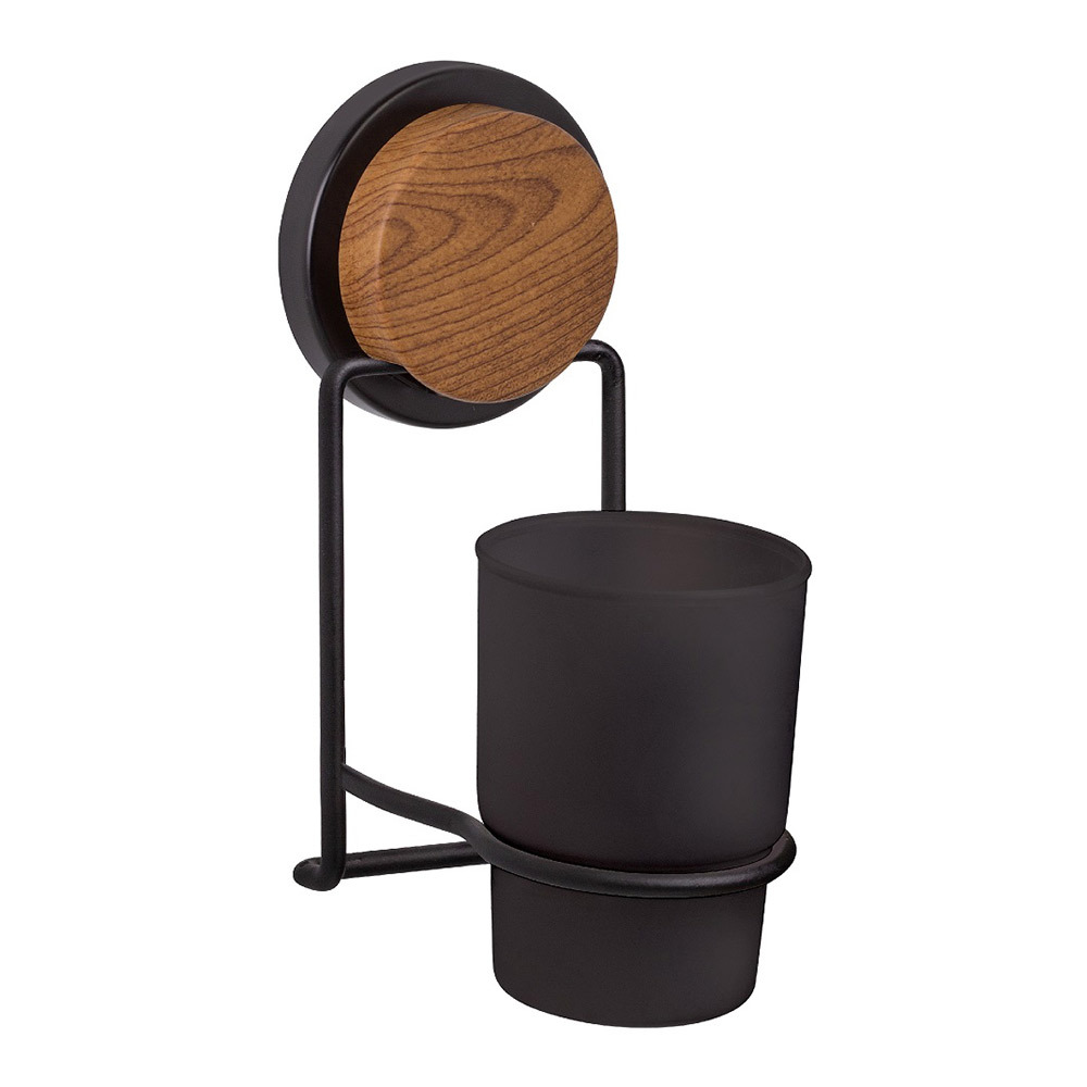 фото Стакан для ванной fixsen magic с держателем сталь/пластик черный (fx-46006)