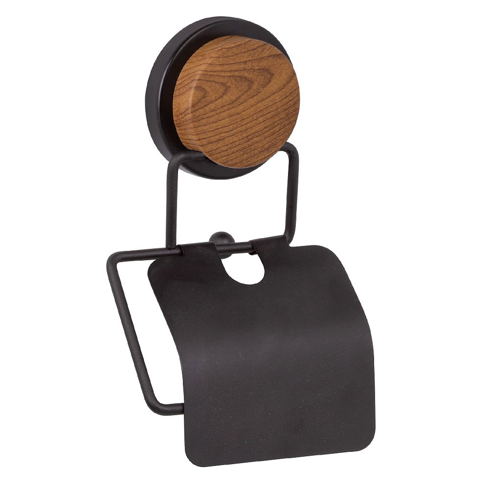 Держатель для туалетной бумаги Fixsen Magic с крышкой сталь/пластик черный (FX-46010) 46010