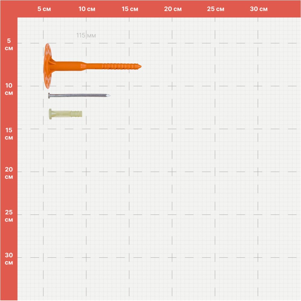 

Дюбель для теплоизоляции Sormat 8х115 мм металлический гвоздь с термоголовкой (50 шт.)