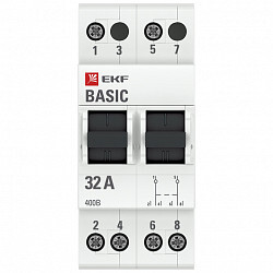 фото Трехпозиционный переключатель ekf basic тпс-63 2р 32а 230 в на din-рейку (tps-2-32)