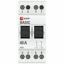 фото Трехпозиционный переключатель ekf basic тпс-63 2р 40а 230 в на din-рейку (tps-2-40)