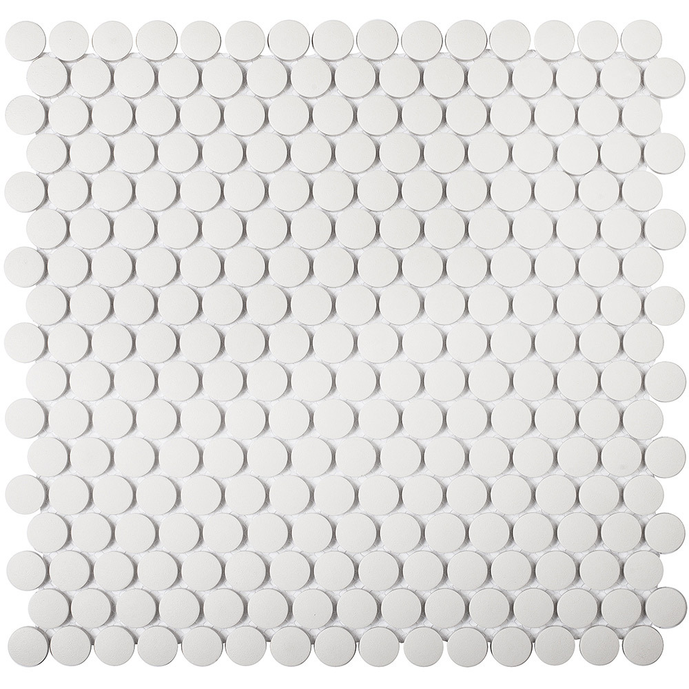 фото Мозаика starmosaic penny round белая керамическая 315х309х6 мм матовая antislip
