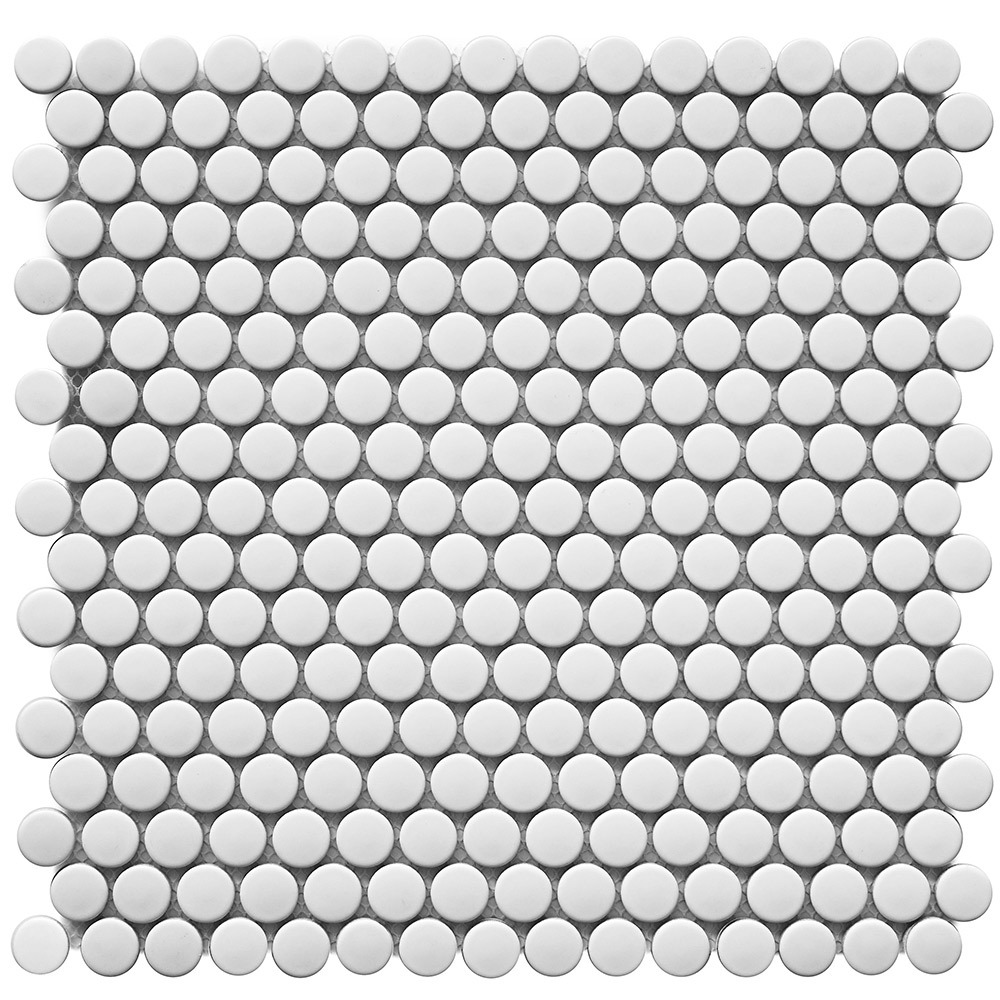 фото Мозаика starmosaic penny round белая керамическая 315х309х6 мм матовая
