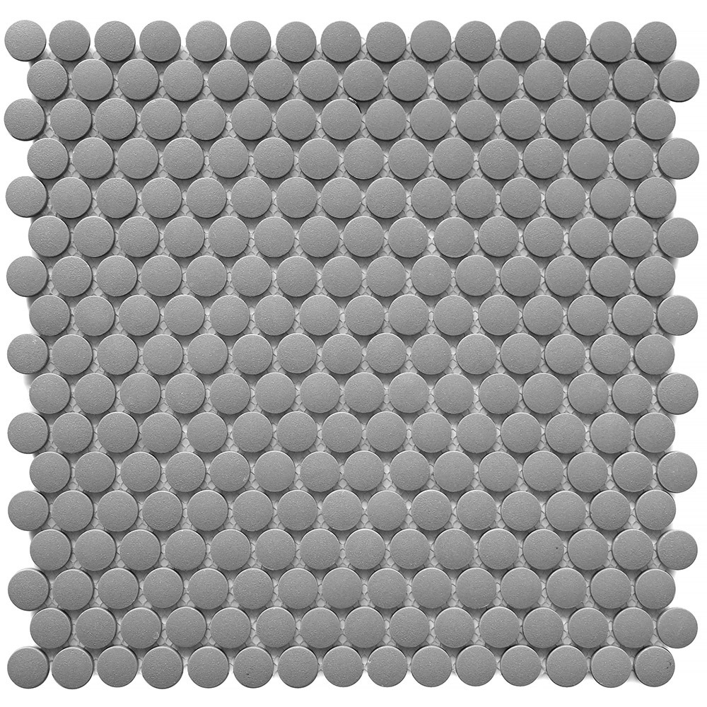 фото Мозаика starmosaic penny round серая керамическая 315х309х6 мм матовая antislip