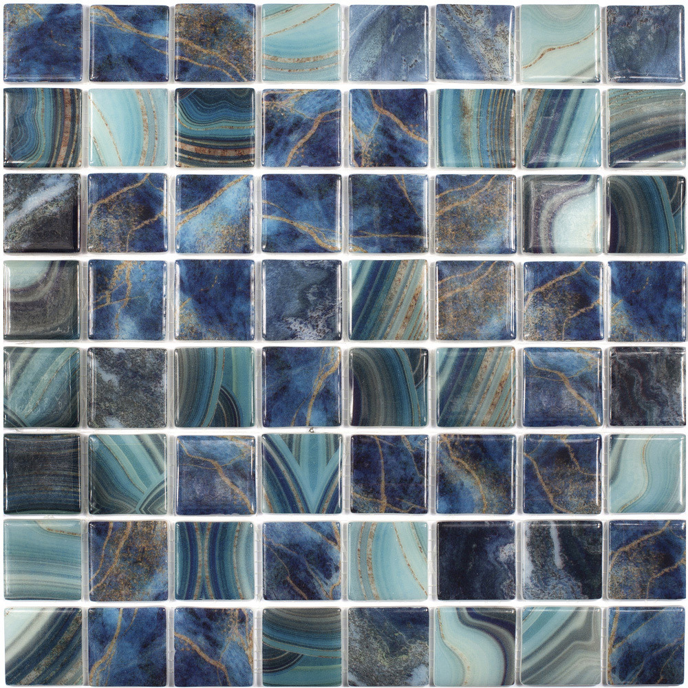 фото Мозаика vidrepur nature royal голубая стеклянная 317х317х4 мм глянцевая