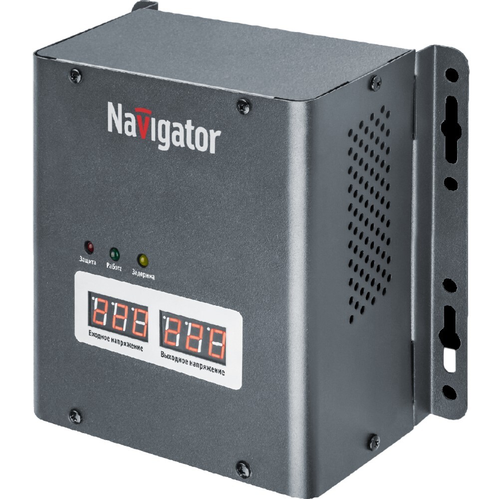 Стабилизатор напряжения Navigator NVR-RW1 однофазный 220 В 0,5 кВА релейный навесной стабилизатор напряжения navigator nvr rf1 однофазный 220 в 1 5 ква релейный переносной