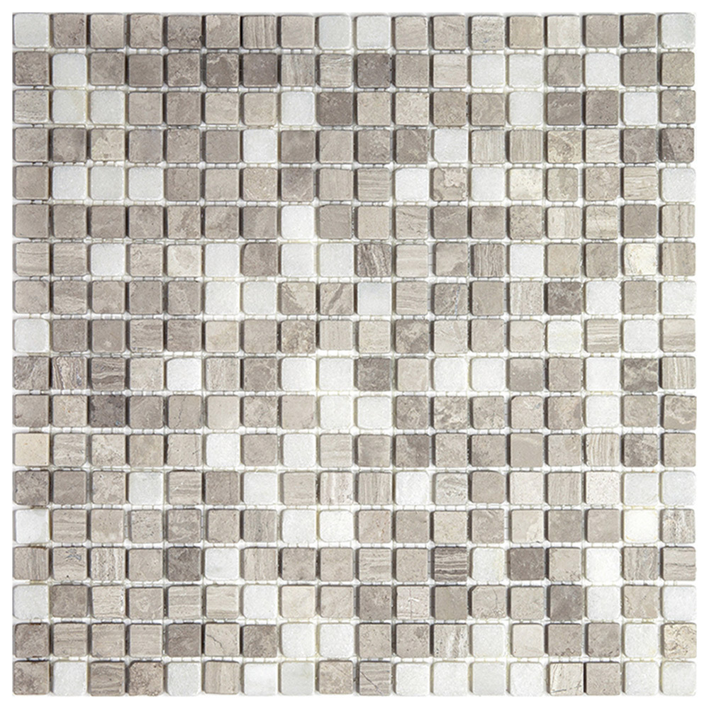 фото Мозаика mir mosaic natural i-tilе серая из натурального камня 298х298х4 мм глянцевая