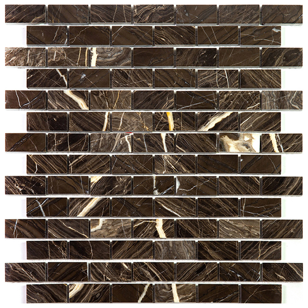 фото Мозаика mir mosaic natural london коричневая из натурального камня 305х305х7 мм глянцевая