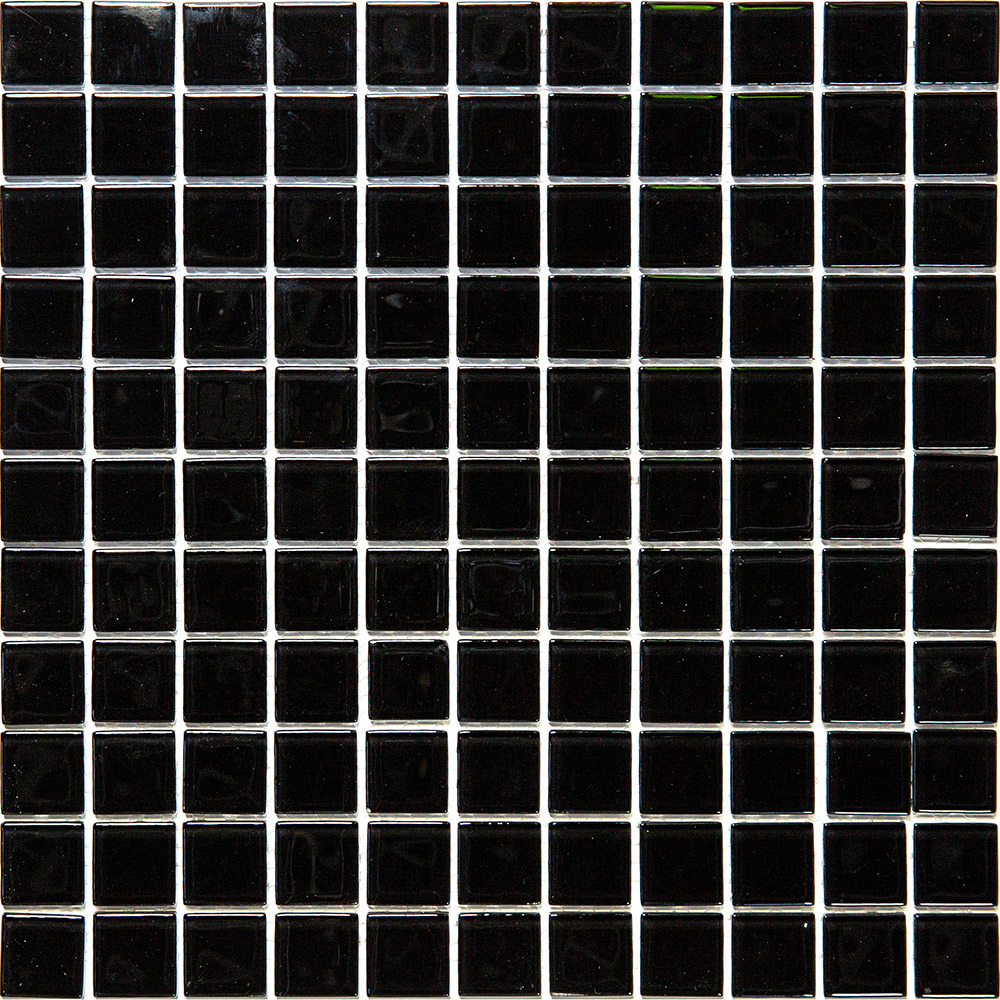 фото Мозаика mir mosaic natural color palette черная стеклянная 300х300х4 мм глянцевая
