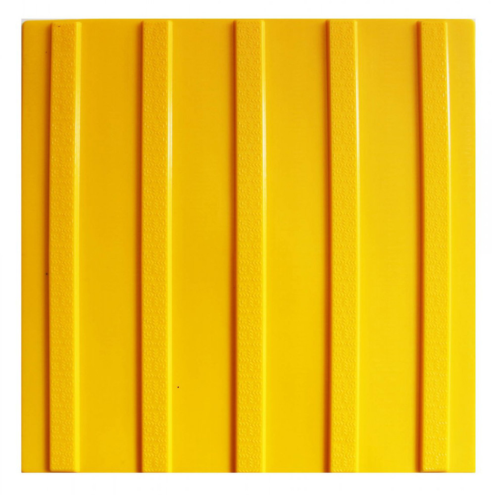фото Тактильная плитка тпу продольный риф 300х300х6,5 мм желтая пластфактор