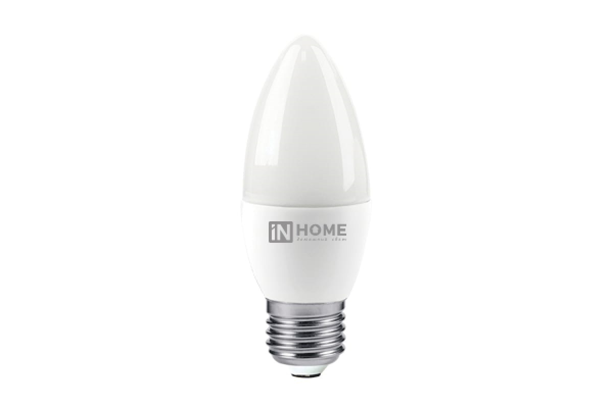 Лампа светодиодная IN HOME E27 4000К 8 Вт 760 Лм 230 В свеча матовая светодиодная пластикосветильник свеча работающая от батарейки 1 шт